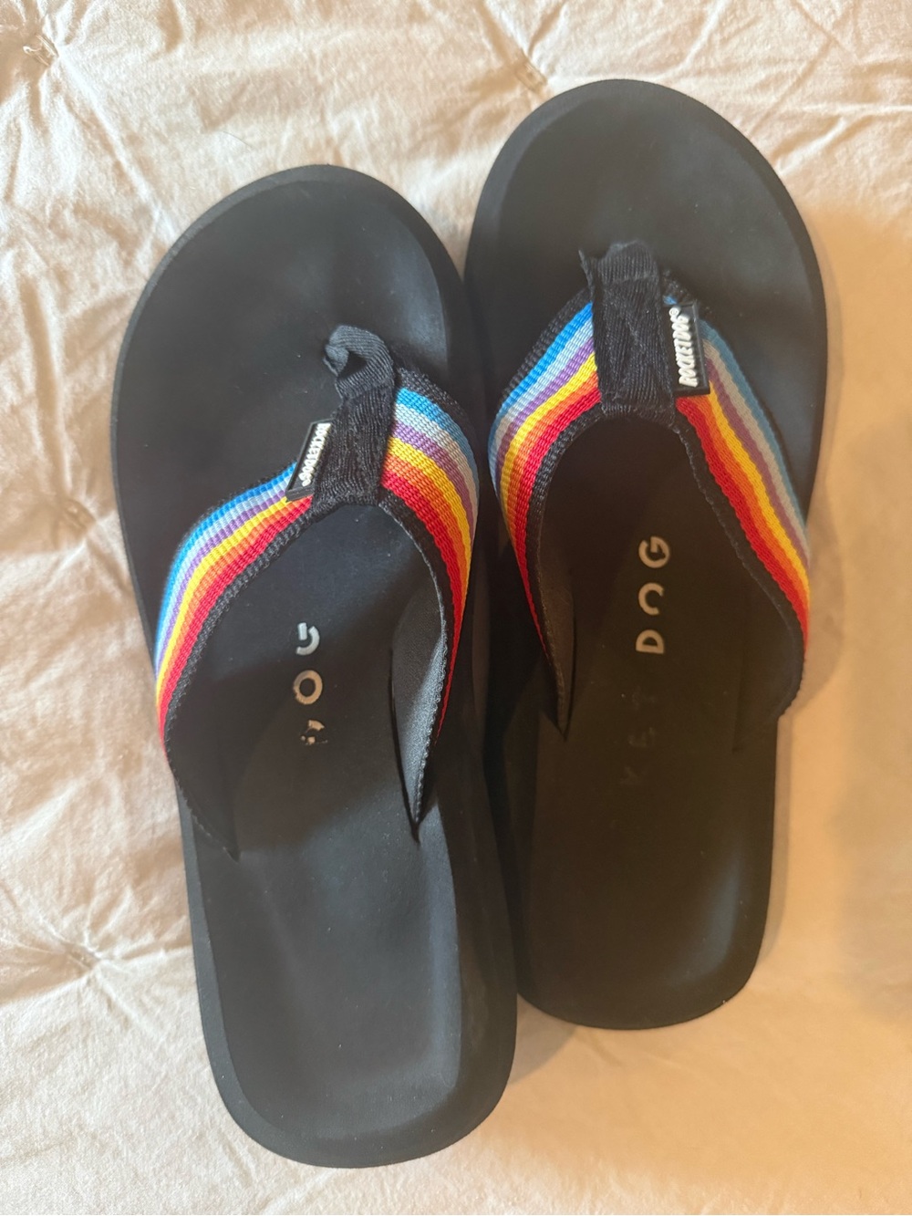 Rocket Dog Black Sandal with Rainbow Straps